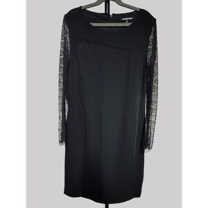 Gianni Bini Twilight Black Cocktail Dress Sheer Sleeve Sz 2 Party Dress Elegant